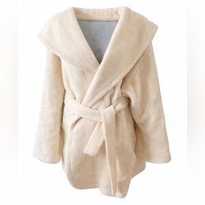 Cynthia Steffe Alpaca Wool Teddy Wrap Coat Cream Size M
